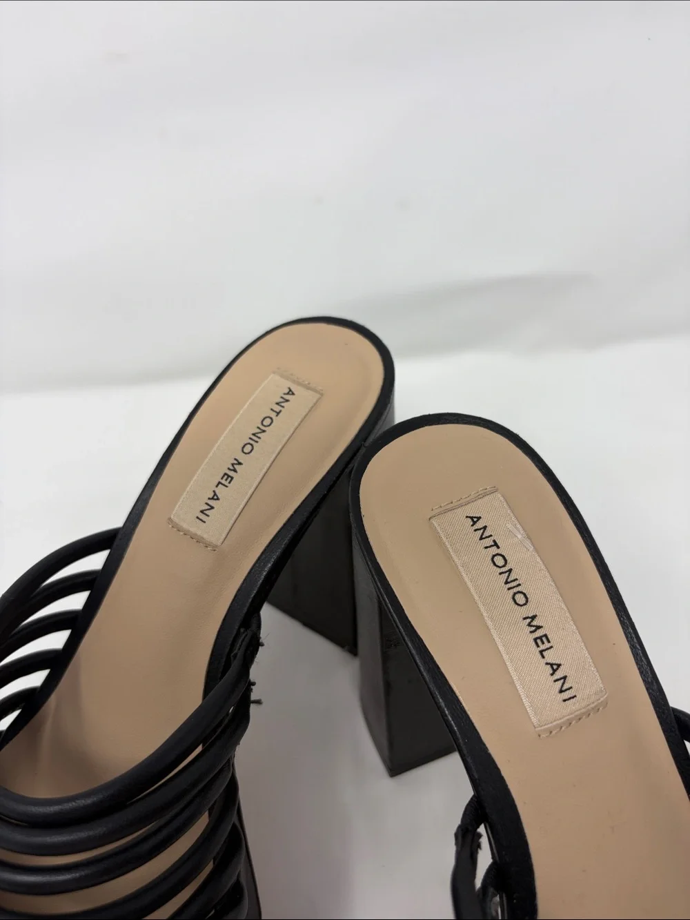 Antonio Melani Black Strappy Platform Mule Sandals Size 7 Excellent Condition